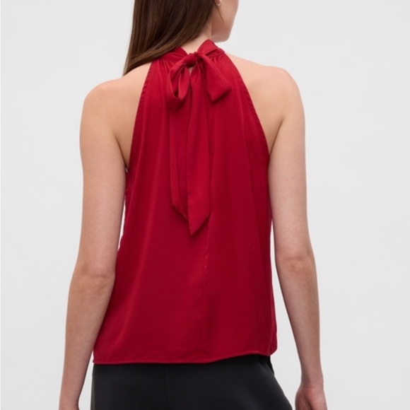 GAP Vibrant Sled Red Halter Blouse,Size S,Satin,100% polyester,Made in Vietnam - Picture 3 of 13